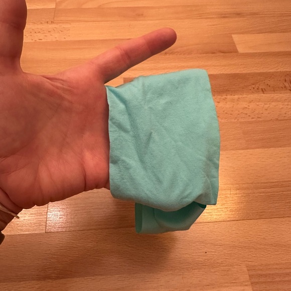 4.5 inch dark mint green gingham bow on a stretchy headband - Picture 4 of 6